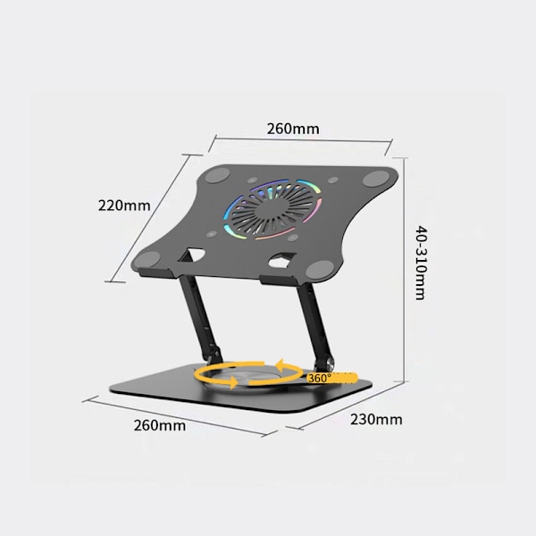 Bærbar computer stand i aluminiumlegering: løftbar, foldbar, roterbar og varmeafledende Type A
