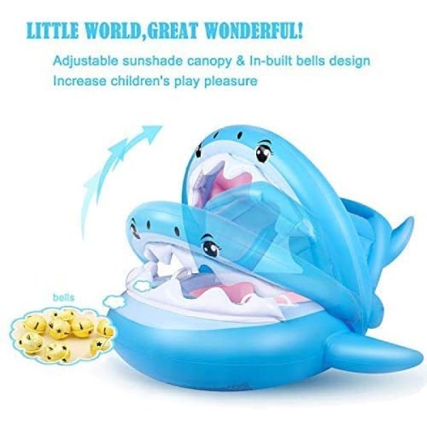Babysvømmering med solseil Shark Svømmehjelpemidler Oppblåsbar barnebåt Baby