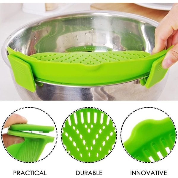 Silikoninen Snap-on-siivilä + keittosuppilo kattilaan, universaali koko / lämmönkestävä materiaali
