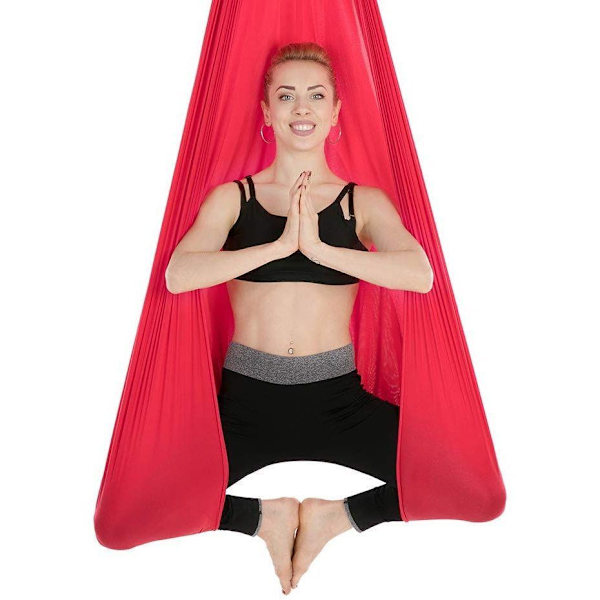 1M X 2.8M Anti-Gravity Yoga Swing Hängmatta Aerial Inversion Strap Röd