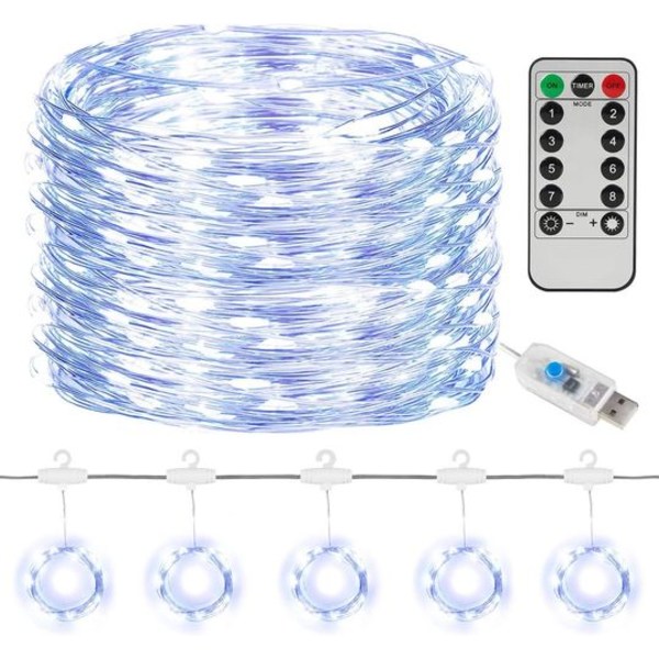 LED-lyskæde, lysgardin 300 LED USB hvid