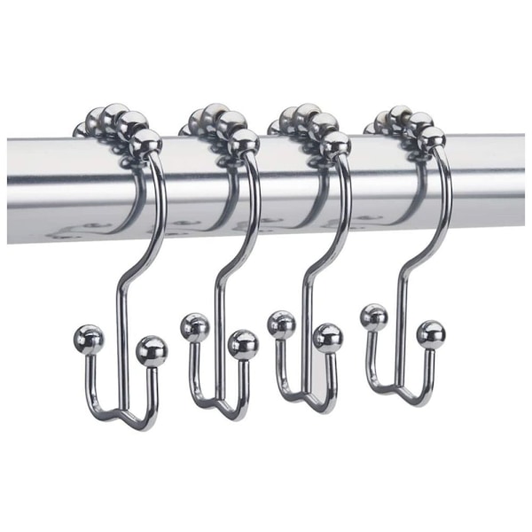Bruseforhængskroge Ringe, Rustfrit Dobbelt Glide Metal Brusekroge til