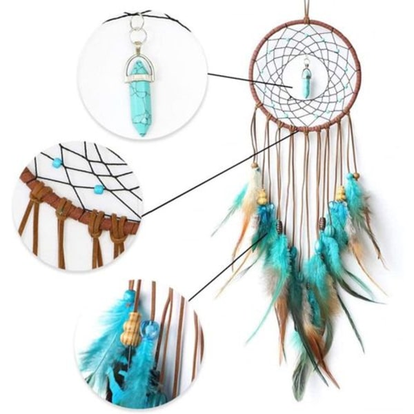 Drømmefanger Lys Håndlavede Fjer Blomster Drømmefanger DIY Dreamcatcher