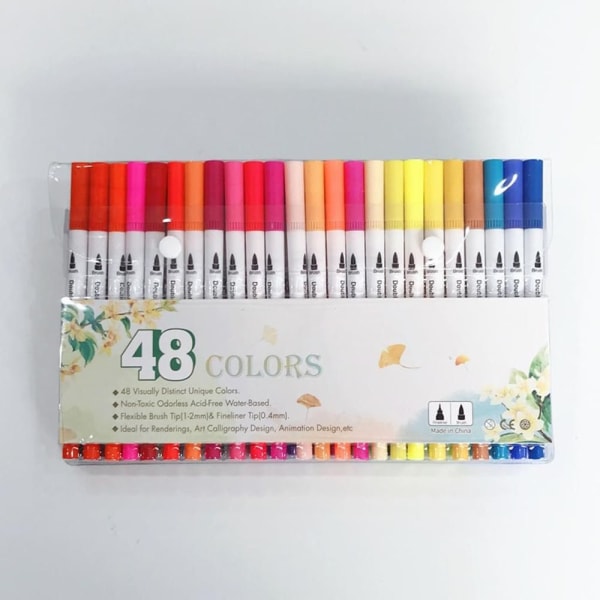 48 Farger Akrylmalingstusjer Vanntett Akrylpenner Marker Akvarellpenn med
