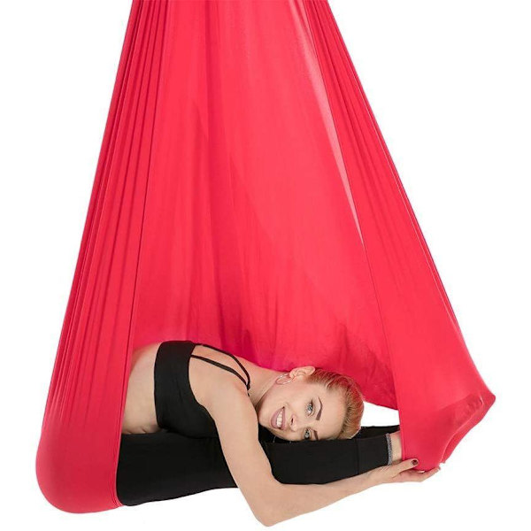 1M X 2.8M Anti-Gravity Joogakeinu Hammock Ilma-akrobatiavyö Punainen