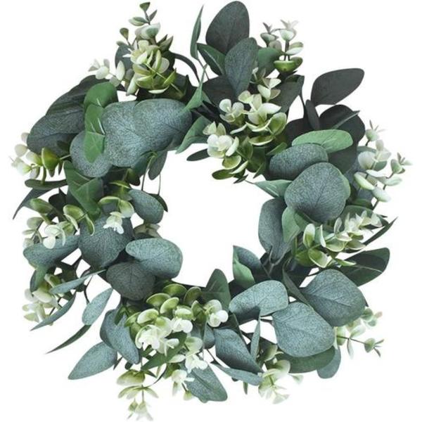 Eukalyptus kunstig krans, krans, juledekoration til dør, vægkrans, efeu guirlande