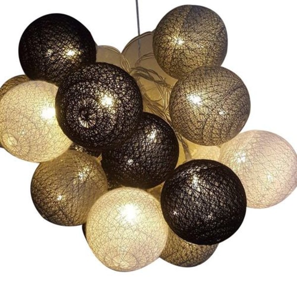 Cotton Ball Fairy Lights - 3M 20 LED Ball Fairy Lights Grå