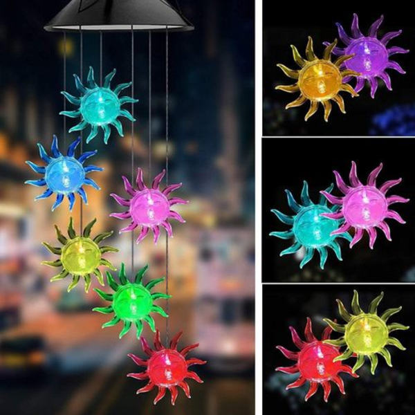 Solcells LED Mobil Vindklocka Färgförändrande Solcellslampor Solcells Mobil
