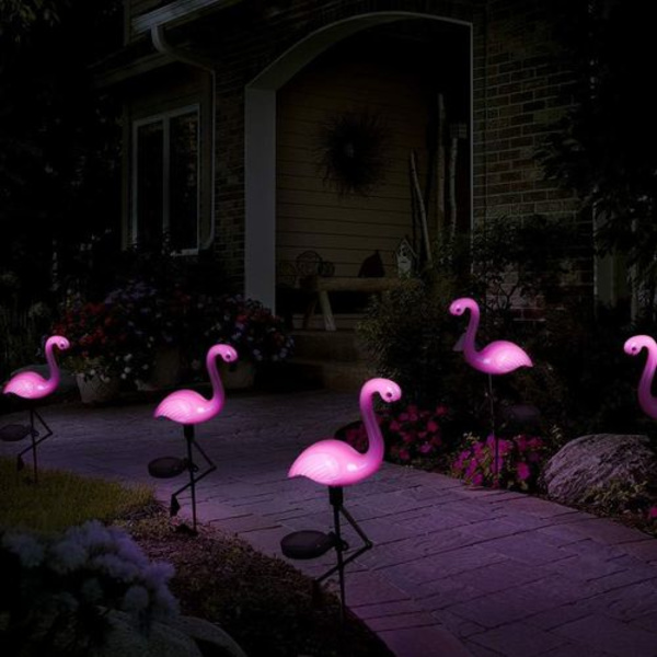 LED solcelledrevet hagelampe flamingo ugle plenlampe, vanntett