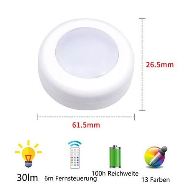 Batteridriven LED-spotlight med fjärrkontroll, 3-pack LED-spotlights