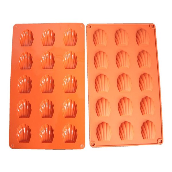 (15 håligheter, rött tegel) mini silikon Madeleine form set med 2, non-stick Madeleine form choklad muffin form Madeleine Mousse