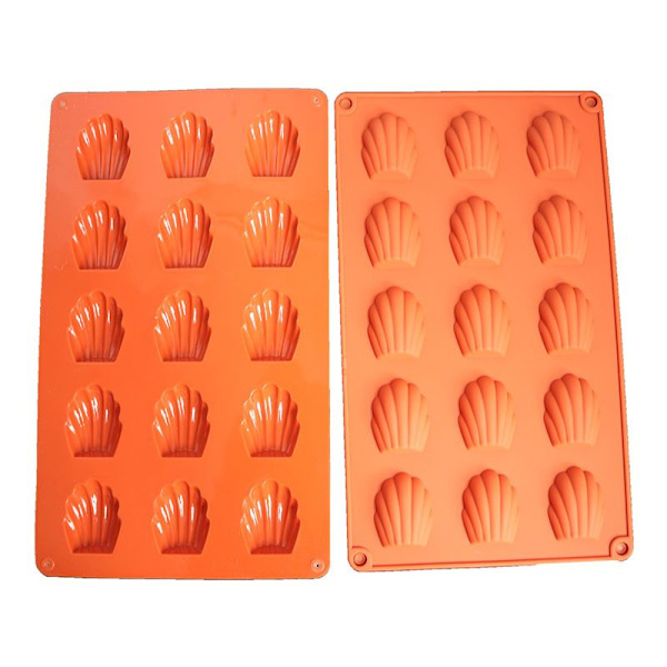 (15 hulrum, rød mursten) mini silikone Madeleine form Sæt med 2, non-stick Madeleine form Chokolade muffin form Madeleine Mousse