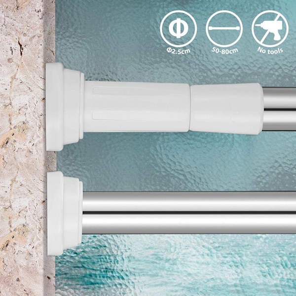 Suihkuverhotanko 50-80CM pyörivä säädettävä suihkutanko myös
