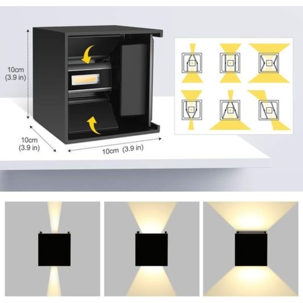GHB 7W LED væglampe med justerbar strålevinkel design