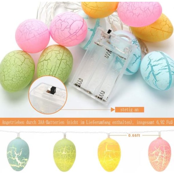 BrizLabs påskedekorative fe-lys, 10 LED 2 m egg fe-lys, batteri