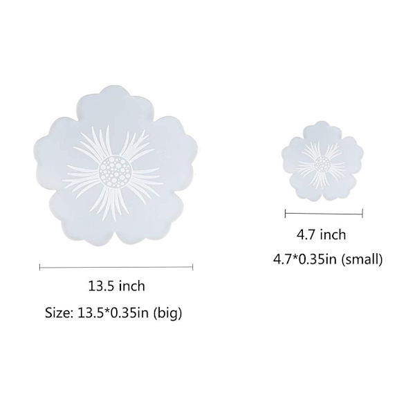 6 stk. Coaster Resin Molds, Stor Blomster Silikonbrett, Resin Molds Kit for DIY Epoxy Resin Casting, Agat Coasters, Hjemmedekor.