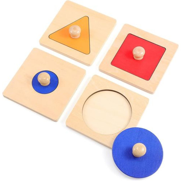 Pcs Geometrisk Puslespil Bræt Montessori Flere Form Puslespil Knap Træ Puslespil Vo