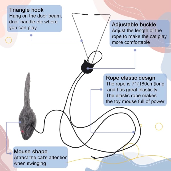 2 dør hængende kattelegetøj, interaktivt kattelegetøj og mus, kattelegetøj