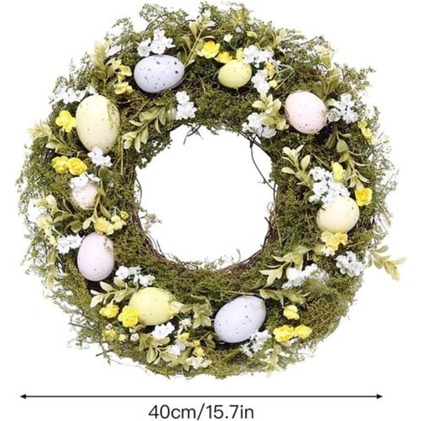 Påskekrans 36 cm Påskeeggskrans til inngangsdøren Vårkrans med blandet