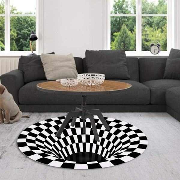 Rund Matta ¨C 3D Matta Optisk Illusion Durbale Antihalkmatta Fleece