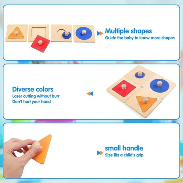 Pcs Geometrisk Puslespil Bræt Montessori Flere Form Puslespil Knap Træ Puslespil Vo