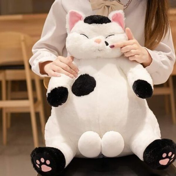 Kawaii katteplys pude, japansk plyslegetøj, gave til børn og piger (sort, 35 cm)