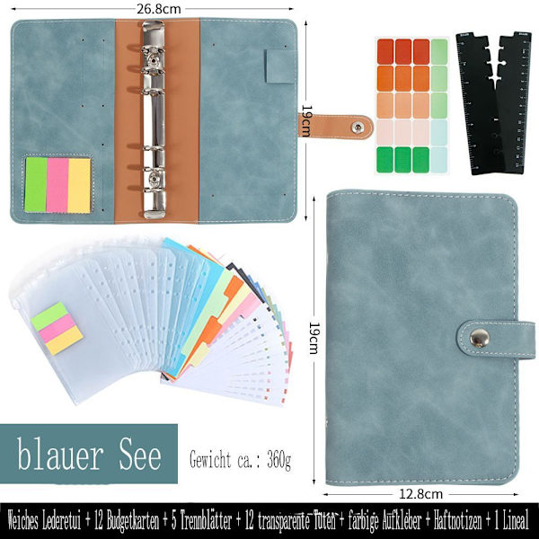 A6 Budget Binder Set - Budget Planner med folie kontantkuvert, besparingsutmaning budgetplan
