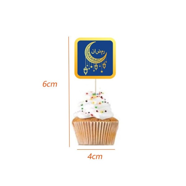 24 st Eid Mubarak tårtdekorationer Cupcake-plock Muslim Ramadan festtårta