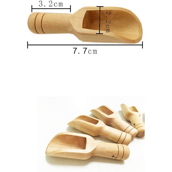 6 stk Mini Tretreske, Liten Badesaltsske Tretreske, for Krydder, Matlaging, Ske, Kjøkkenredskaper, Melk, Kaffe, Te, Godteri, Mini Mel Salt