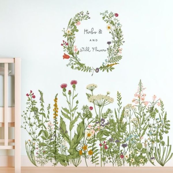 Blomsterbukett veggklistremerker, DIY flyttbare veggklistremer, skrell og lim