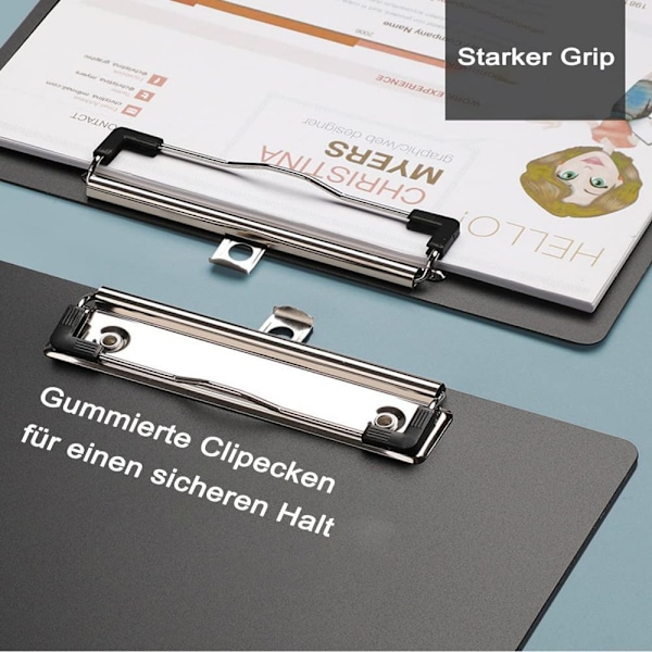 A4 klemmappe, 6 A4 klemmapper med gummibelagt metalclips, klemmappe,