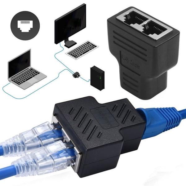 RJ45 Splitter Adapter 1 till 2 Portar Hona till Hona Internetförlängare Nätverk