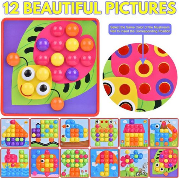 Mosaikk plug-in-spill for barn, plug-in mosaikk med 45 plug-in perler og 12 fargerike spor