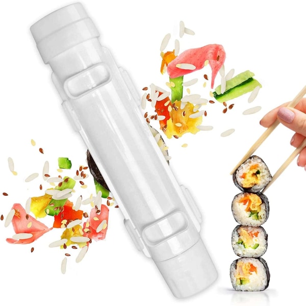 Sushi Maker (27*6cm Hvid), Sushi Bazooka, DIY Sushi Making Machine Grøntsager, Kød, Rulle Værktøj, Køkken Tilbehør, Sushi Værktøj