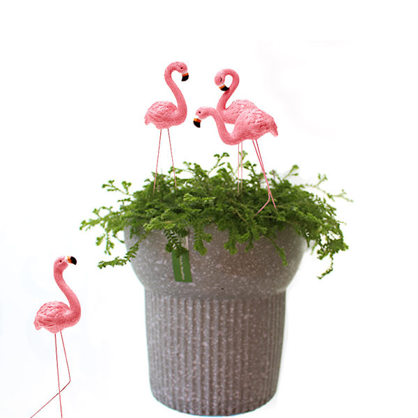4 Flamingoer Pendulum Resin Havepotte Dyr Indsætninger Mikro
