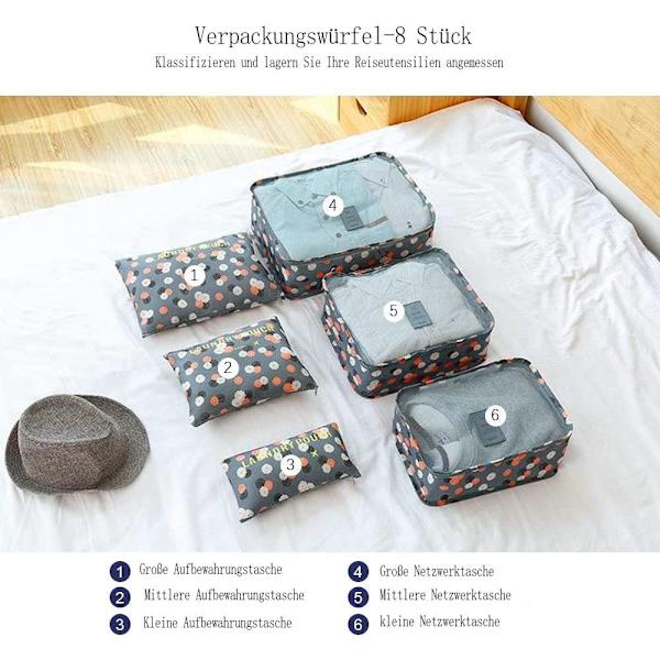 Bagageförvaringsväska: 6 i 1-set för snygg packning när du reser