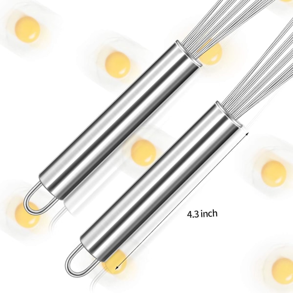 2 stk rustfritt stål ballvisp metall eggvisp kjøkken