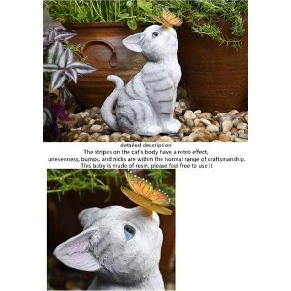 Solcelledrevet LED-belysning Katt Hage Statue Katt Skulptur Plen Dekorasjon