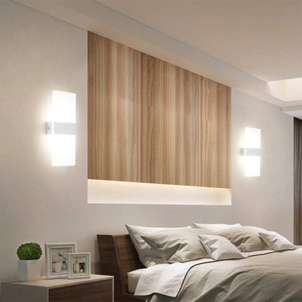 Klighten 2 st vägglampa LED inomhus 12W vägglampa akryl väggbelysning