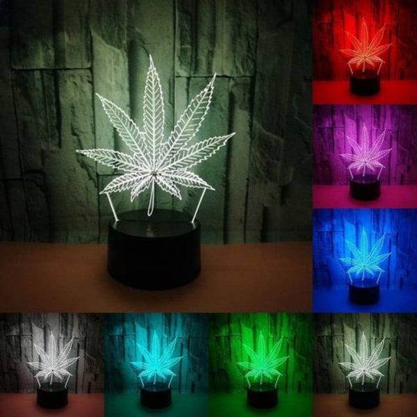 3D blad design LED nattlys berøringssensor USB-port 7
