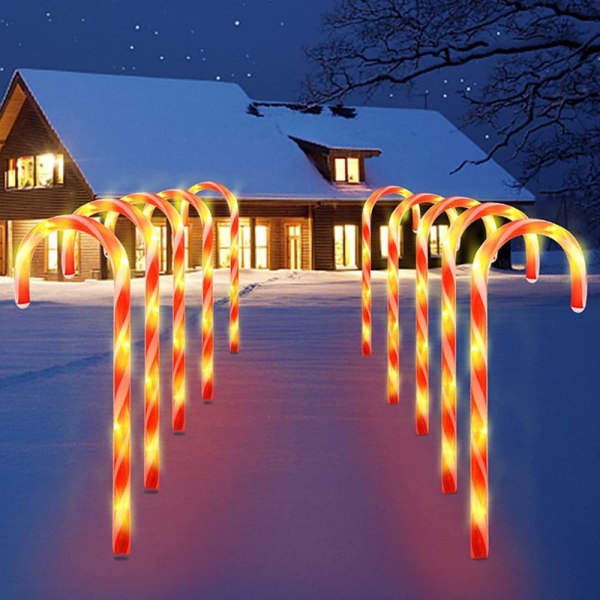 LED fe lys Juleopplyste candy cane lys dekorasjon