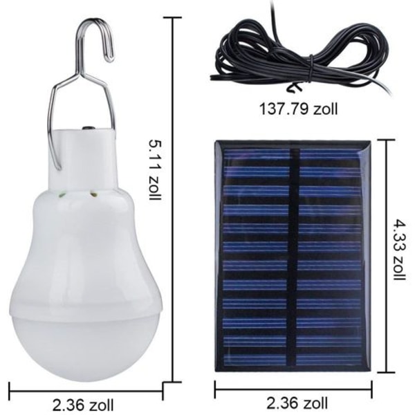 Pakke med 2 solcellelyspærer, TechKen solcellelampe LED-lyspære bærbar pære