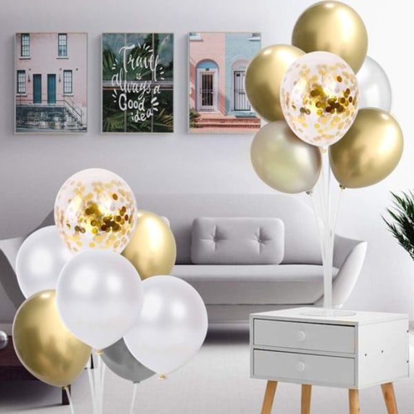 Ilmapallot Siniset Valkoiset Kultaiset Helium Ilmapallot 30 cm Metalli Konfetti Lateksi Ilmapallo a