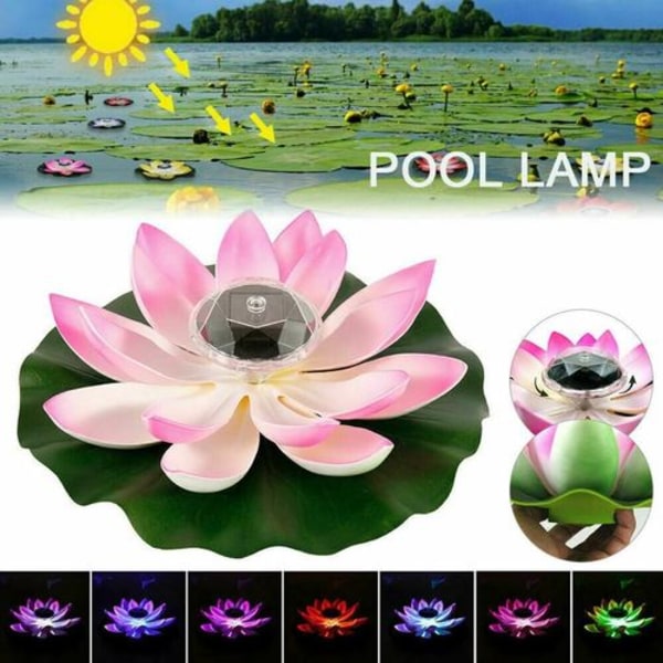 Solcells LED Lotusblomma Flytande Damm Pool Nattljus