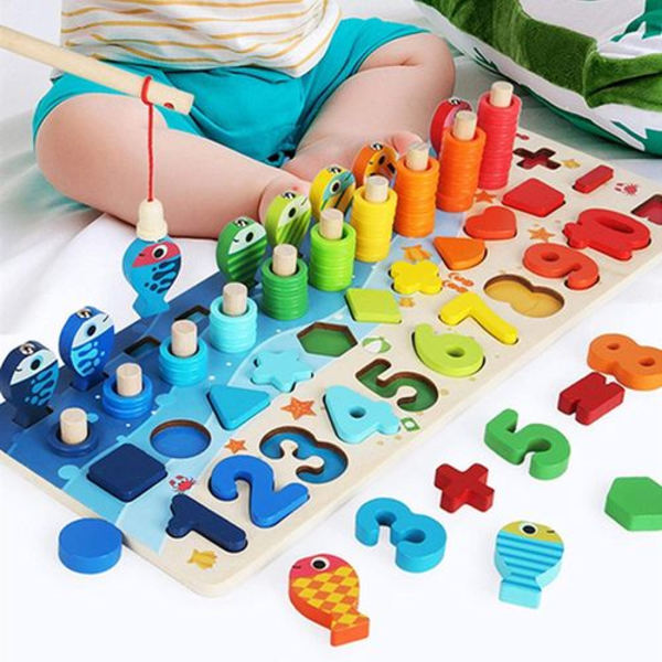 Montessori matematikk plug-in spill/barnas fiskespill treleke sortering plug-in puslespill Ma