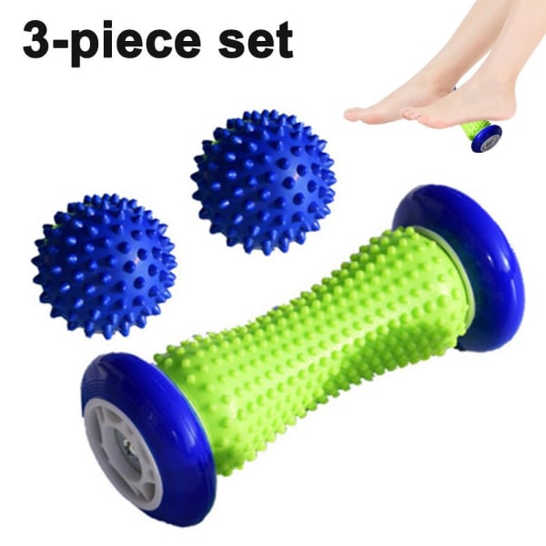 Fotmassage igelkott boll rulle massageboll för plantar fasciit - muskelrulle & blå