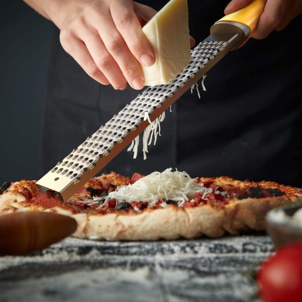 Stainless Steel Cheese Grater Zester with Safety Cover - Yellow