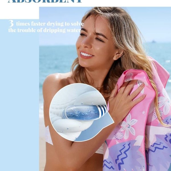 Blomster Mikrofiber Strandhåndklæde Hurtigtørrende Sandfri