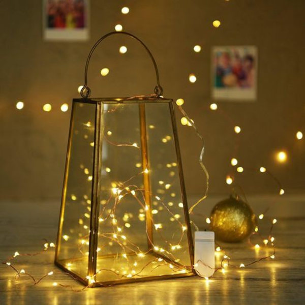 Mini LED-slingljus med batteri, 2 st slingljusbatterier, 2m
