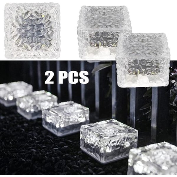 4 st LED solcellsmarkbelysning utomhus isbitljus, kallt vitt ljus